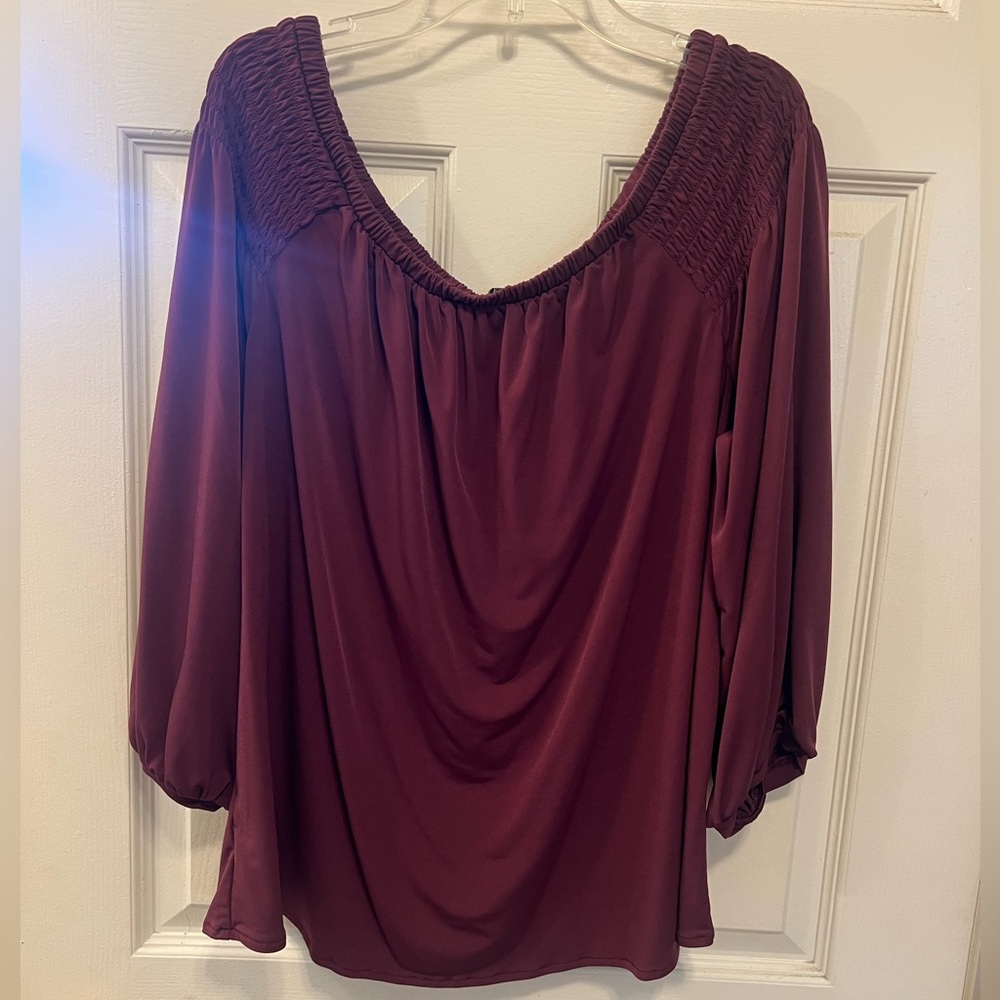 Elegant Burgundy Women's Off-the-Shoulder Top